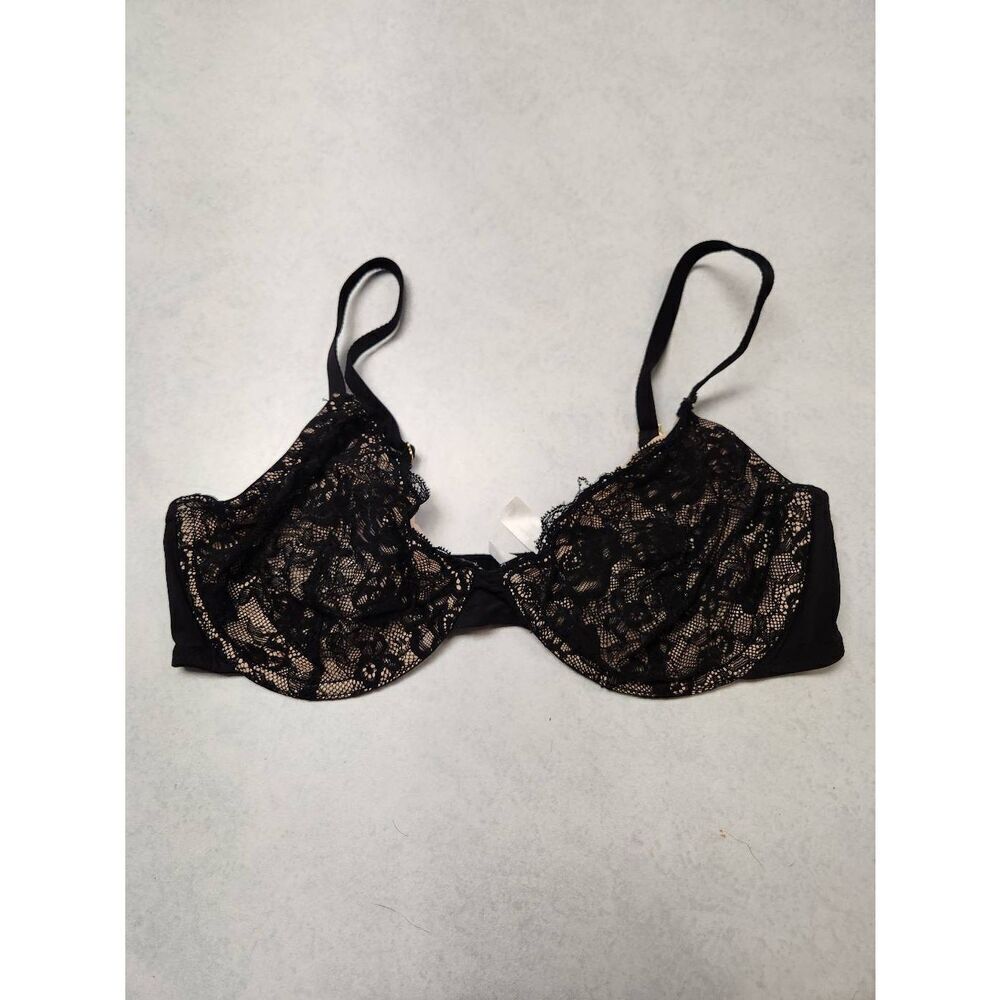 Blake & Co Size 36C Black Tan Floral Unlined Bra
